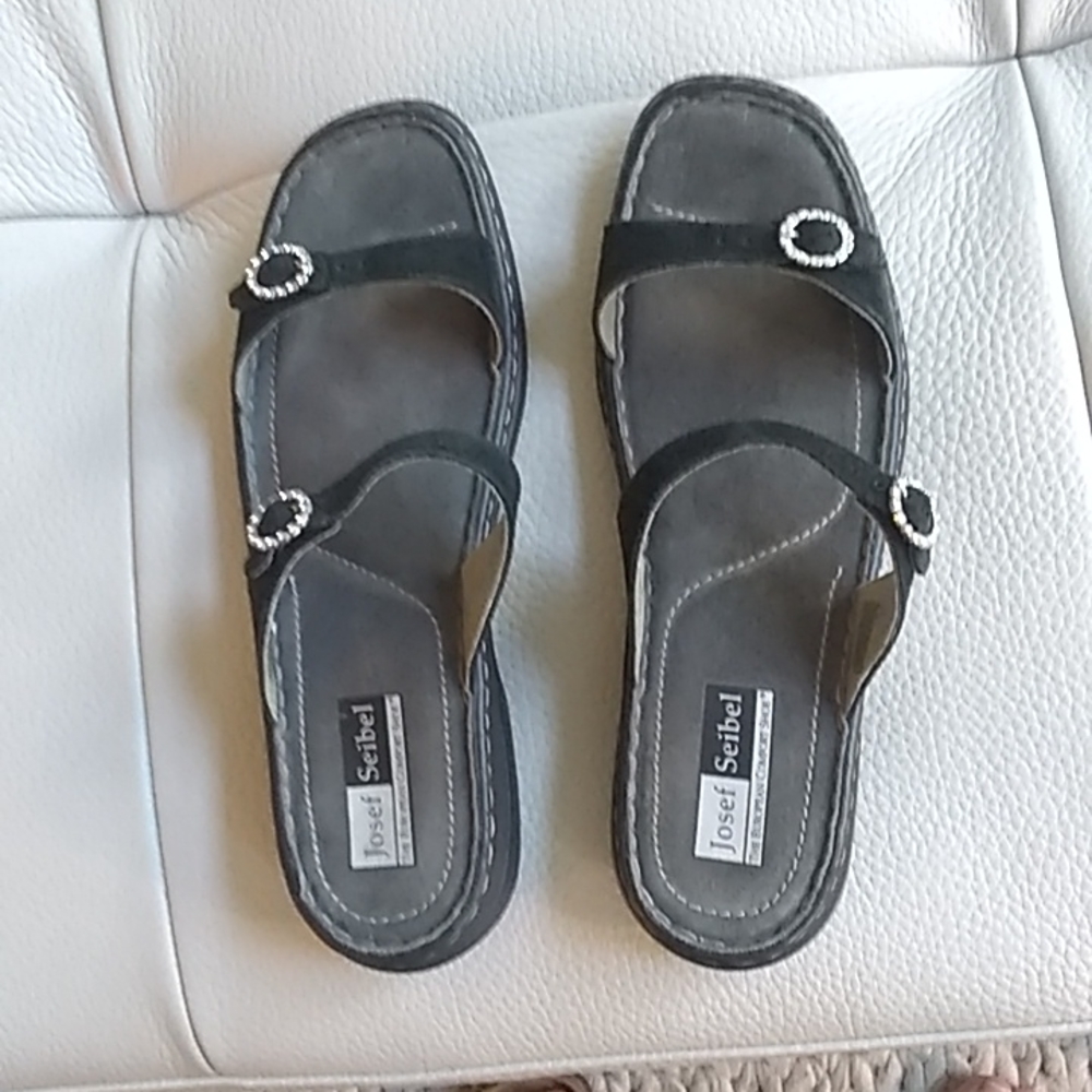 Josef Seibel Black Suede Sandals size 43